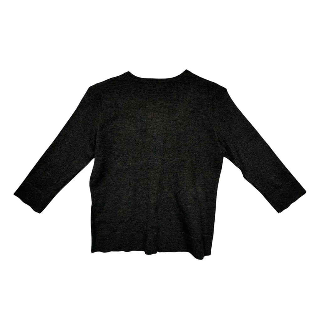 Melissa Paige Women's Novelty Flower Button-Front Cardigan Sweater Grey Large - Picture 2 of 7